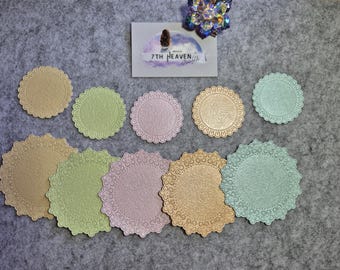 Die-Cuts Set "Pastell Dream" | 10 Stanzteile | 5 Farben | Veredeltes, geprägtes Papier | DIY crafting, scrapbooking