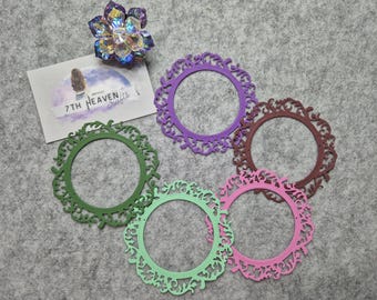 Die-Cuts Set "Ornament Frame" | 5 Stanzteile | 5 Farben | Deko-Karton mit Textur | DIY crafting