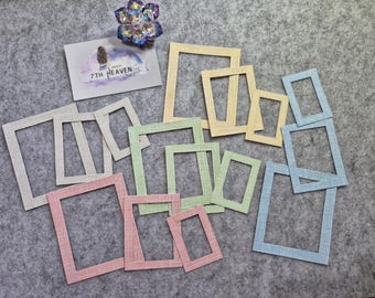 Die-Cuts Set Rahmen "Soft Wooden Frame" | 15 Stanzteile | 5 Farben | Sanfte Farben mit Textur | scrapbooking, journaling, DIY