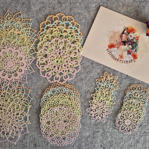 XXL-stansset "Mandala Mania" | 5 pastel-farben | verschiedene ontwerpen | Hoogwaardig papier | DIY-knutselen, scrapbooking, journaling