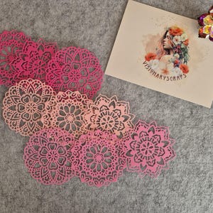 Die-Cuts "Pink Flash" Mandala-Set / 9 pezzi / Rosa, Rosa, Rosé / Fai da te, scrapbooking, journaling