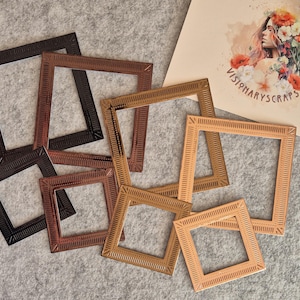 Set di fustellati "Earth Frame" / 8 Stanzteile / Rahmen / warme Brauntöne / Spiegelkarton / selbst-klebend / artigianato fai da te