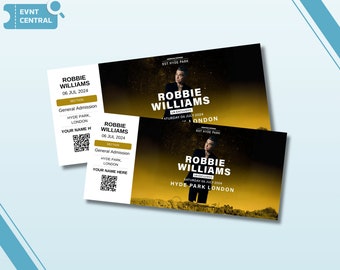 Personalised Souvenir Robbie Williams Concert Ticket