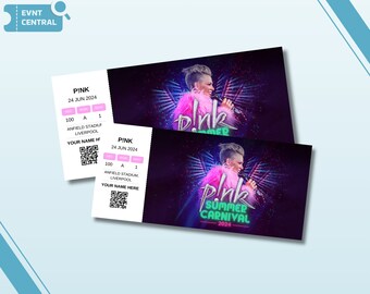 Personalised Souvenir P!NK Concert Ticket