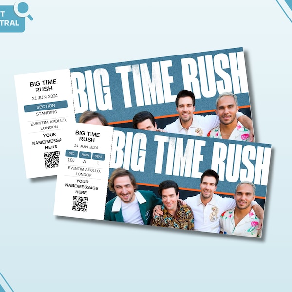 Personalised Souvenir Big Time Rush Concert Ticket