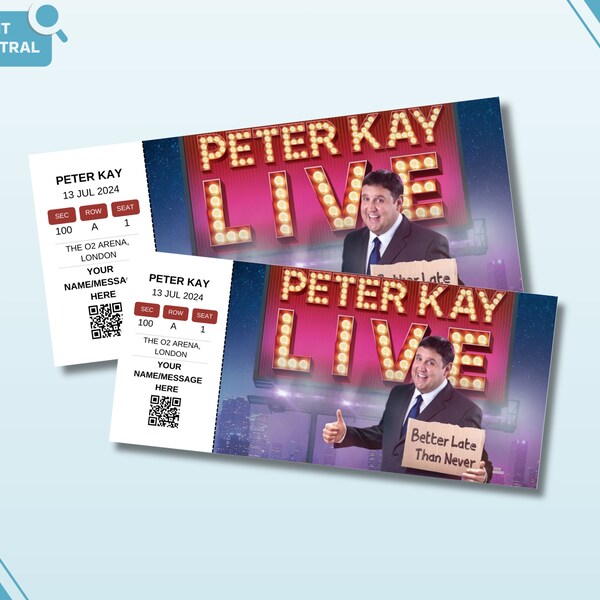 Personalised Souvenir Peter Kay Concert Ticket