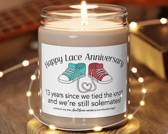 13th Lace Anniversary candle, Lace Anniversary gift, Gift For Wife, Husband, Boyfriend, Girlfriend, Couple, Parents, Friend 9oz SC-1347