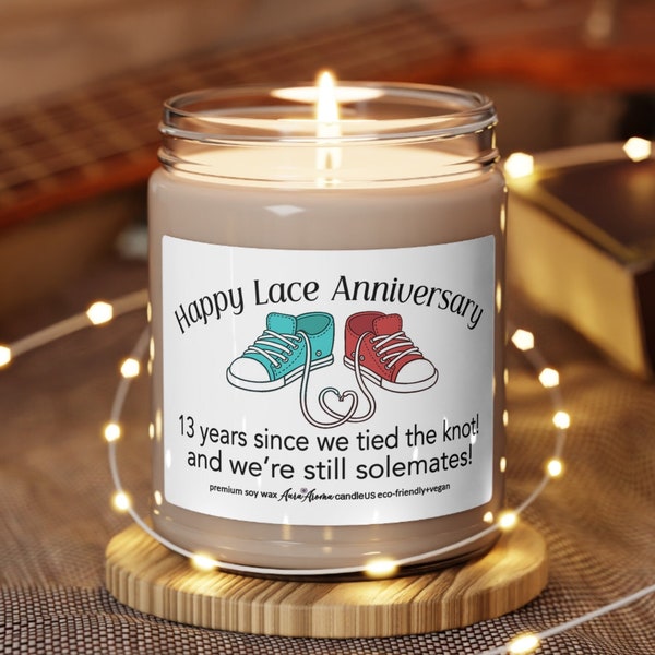 13th Lace Anniversary candle, Lace Anniversary gift, Gift For Wife, Husband, Boyfriend, Girlfriend, Couple, Parents, Friend 9oz SC-1347