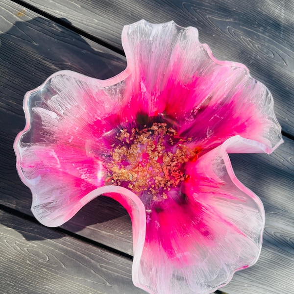 Dekorative Schale Schüssel Resin Art - Bowl Pink Rose Flower