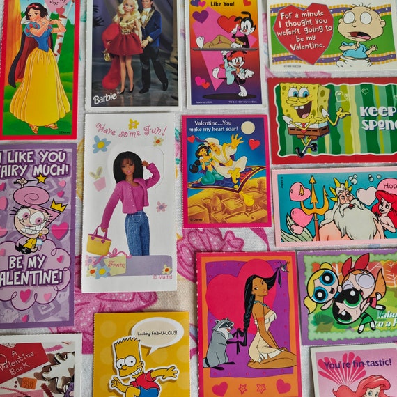 10 Mystery Valentines Cards 90s 2000s Y2K Nickelodeon Barbie Disney