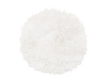 White round sheepskin seat cushion | Genuine fur chair pad | Fluffy home decor | 35 cm | 13.8 in