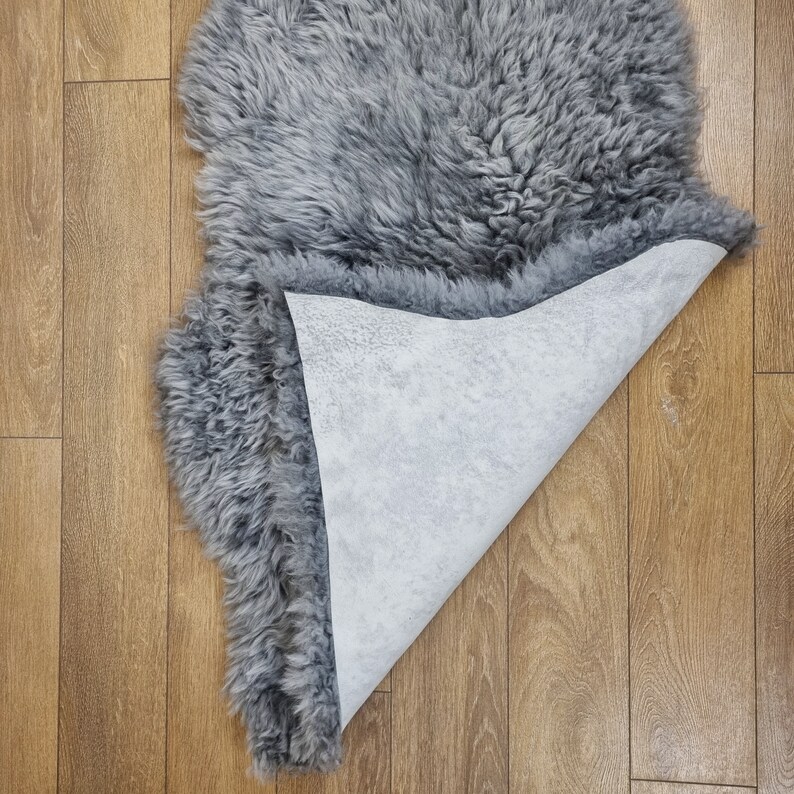 Gray sheepskin pelt New Zealand fur rug Furry rug Nordic decor image 4