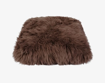 Brown natural sheepskin cushion | two sizes | beige natural fur throw pillow