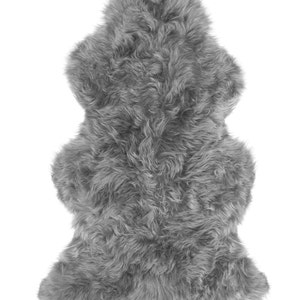 Gray sheepskin pelt New Zealand fur rug Furry rug Nordic decor image 2