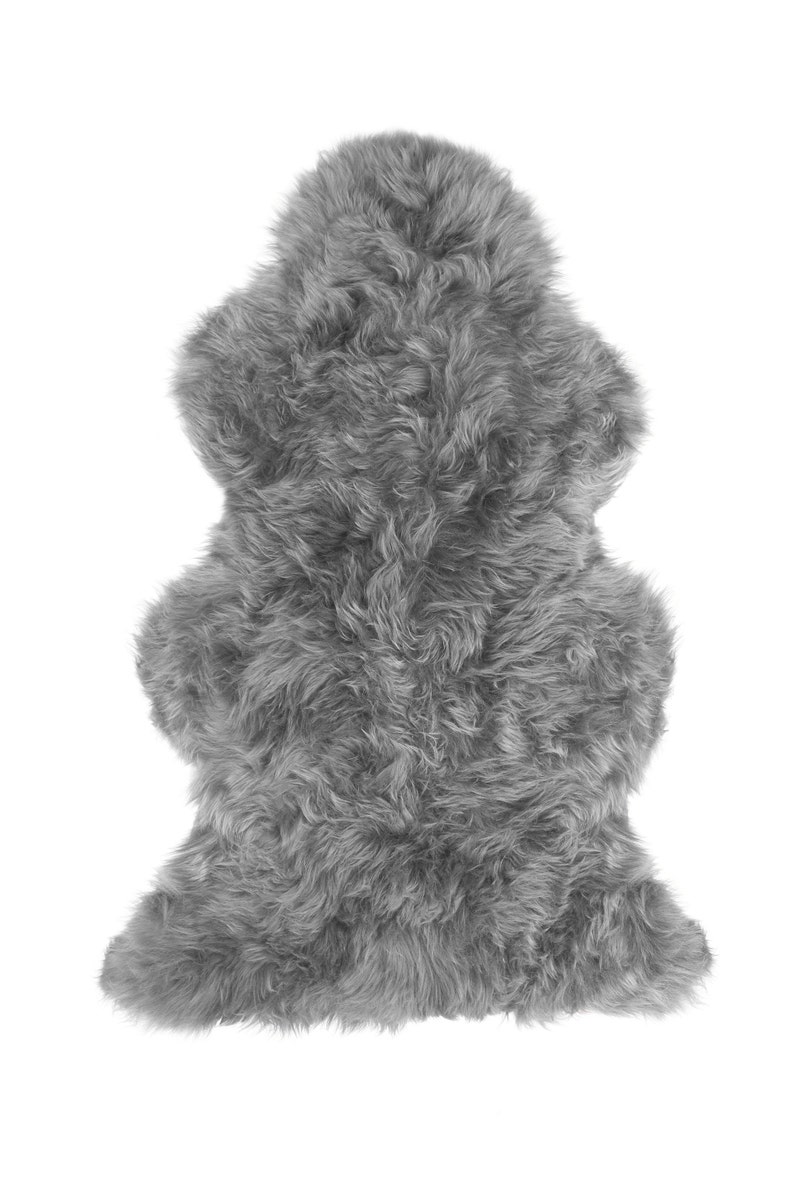 Gray sheepskin pelt New Zealand fur rug Furry rug Nordic decor image 2