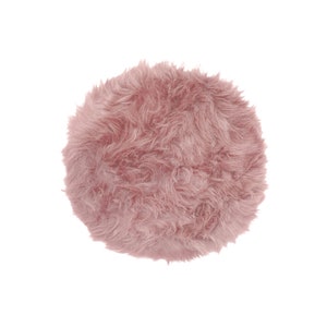 Coussin d'assise rond en peau de mouton rose Coussin de chaise en fourrure naturelle 35 cm 13,8 pouces image 2