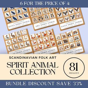 Scandinavian Animal Digital Paper Bundle, JPG, Nature Spirit Pattern, Set Ethnic Totem, Symbol Folk Art Printable, Cute Wildlife Collection