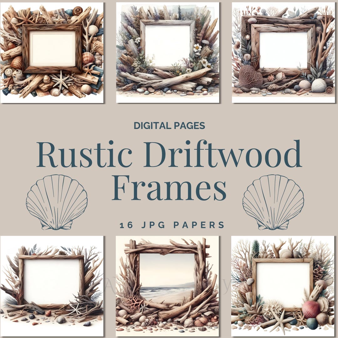 Rustic Driftwood Frames, Costal Printable Borders, Bohemian Beach Decor ...