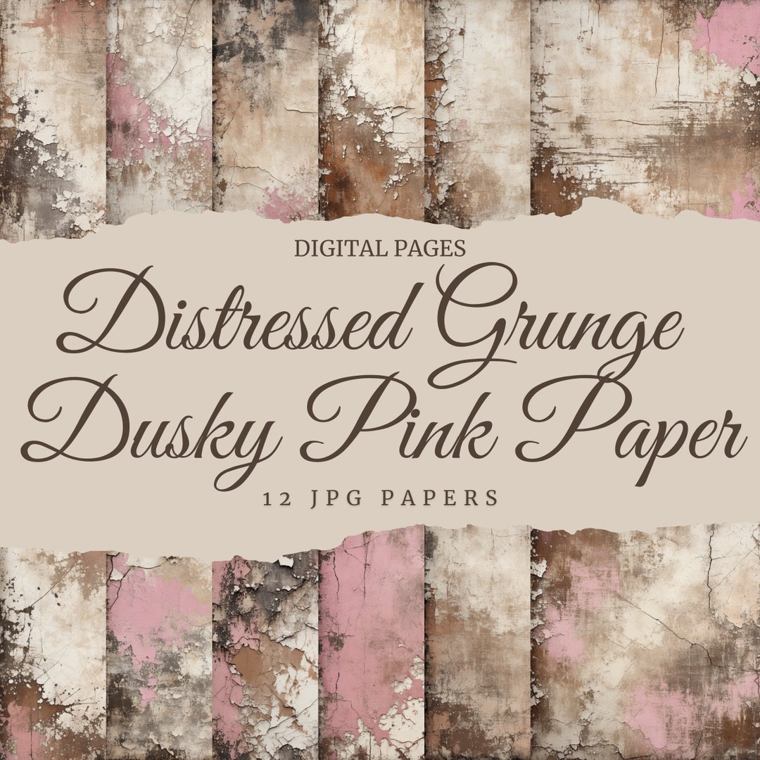 Distressed Grunge Dusky Pink Square Digital Papers, Cream Rustic Sepia ...