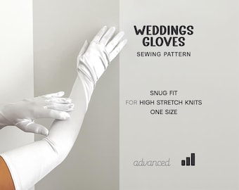 Wedding Gloves Pattern, Long Gloves Sewing Pattern, Bride Gloves PDF Pattern, Stretch Formal Gloves Pattern, Digital Patterns