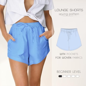 Womens shorts sewing pattern | Boxer shorts sewing pattern | Patron couture shorts PDF beginner pattern | Summer shorts with pockets