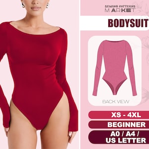 Bodysuit Sewing Pattern Beginner, Long Sleeve Swimsuit Leotard Pattern, XS - 4XL, Bikini Sewing Pattern, Digital Patterns Instant Download
