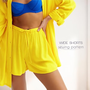 Women Shorts Sewing Pattern For Beginners, Wide Flared Shorts Pattern, Plus Size Shorts Pattern, Pajama Shorts, Digital Sewing Pattern