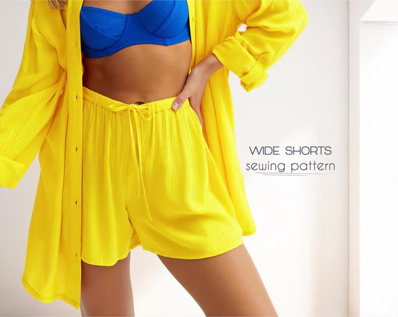 Women Shorts Sewing Pattern For Beginners, Wide Flared Shorts Pattern, Plus Size Shorts Pattern, Pajama Shorts, Digital Sewing Pattern