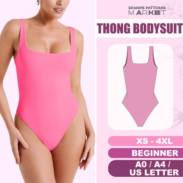 Womens Bodysuit Beginner Pattern, Thong Swimsuit Leotard Pattern, XS - 4XL, Bikini Sewing Pattern, Pdf Digital Patterns, Instant Download
