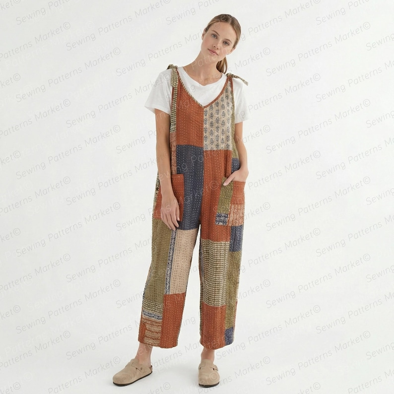 Overalls Sewing Pattern For Women Dungarees Pattern, Jumpsuit Pattern, Cotton Romper Pattern, patchwork jumpsuit pattern, quilted overalls pattern, PDF Sewing patterns for women, plus size sewing patterns, beginner friendly patterns, womens dungaree pattern, Jumpsuit Pattern For Women, Onesie Pattern,  Dungarees Pattern,  linen jumpsuit pattern, cotton jumpsuit pattern, cotton romper pattern, pdf sewing patterns for woven fabrics, clothes sewing patterns, patchwork overall pattern