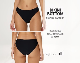 Bikini Sewing Pattern BEGINNER, Plus Size Swimsuit Full Coverage, Women Bathing Suit Pattern XS - 4XL, Instant Download