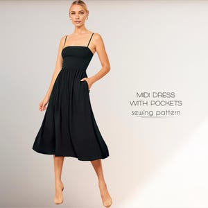 Beginner Dress Pattern, Midi Dress Sewing Pattern, XS-4XL,Flared Dress With Pockets, Skater Dress Pattern, Plus Size Dress, Digital Patterns