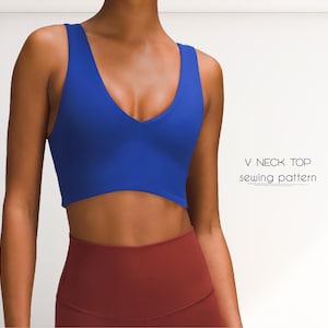 V-Neck Top Sewing Pattern XS - 4XL, Crop Top Beginner Pattern, Sports Top Sewing Pattern, Plus Size Top, PDF Sewing Pattern Instant Download