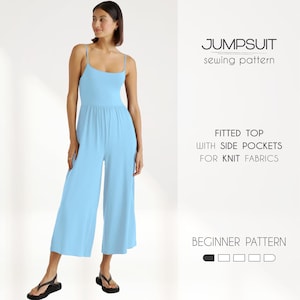 Women&#39;s Jumpsuit Sewing Pattern For Stretch Fabrics - Onesie Sewing Pattern For Beginners Size XS - 4XL, Overalls Pattern (PDF Download)