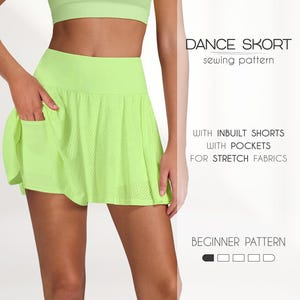 Skort Sewing Pattern, Skirt With Shorts Pattern, Dance Skirt Pattern, Flared Skirt Pattern, Tennis Skirt Pattern, Athletic Skirt Pattern