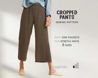 Crop Pants Sewing Pattern, Capri Pants With Pockets Pattern, XS - 4XL, Women Pants Beginner Pattern, Lounge Pants PDF Sewing Patterns