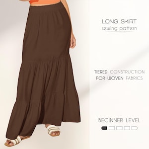Long Skirt Sewing Patter, Easy Skirt Patter, Flared Skirt Pattern, Summer Skirt Pattern, Maxi Skirt Patter, Plus Size Skirt Digital Pattern