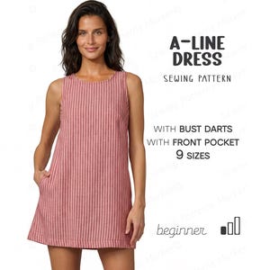A-Line Dress Pattern, Shift Dress Sewing Pattern, Easy Dress Sewing Pattern, Linen Dress Pattern For Women