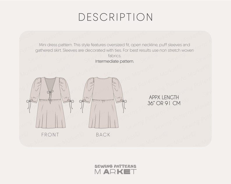 Cotton Dress Sewing Pattern, Oversized Dress Pattern, Summer Dress ...