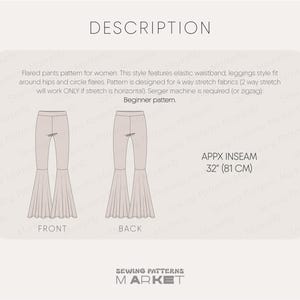 Flare Leggings Pattern, Flared Pants Sewing Pattern, Yoga Pants Pattern For Women, PDF Sewing patterns for women, womens clothes patterns, beginner sewing patterns, digital sewing patterns, stretch pants pattern, yoga pants pattern, flare leggings pattern, flared pants sewing pattern, yoga leggings patterns, womens leggings pattern, bell bottom pant pattern, gym pants pattern, flared trousers sewing pattern, Carnaval pants, costume pants pattern, Abba party pants pattern