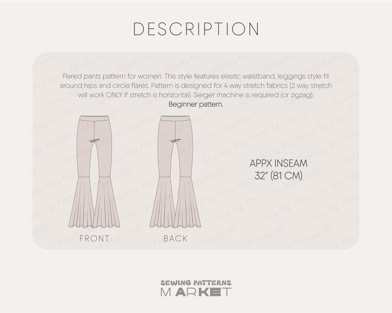 Flare Leggings Pattern, Flared Pants Sewing Pattern, Yoga Pants Pattern For Women, PDF Sewing patterns for women, womens clothes patterns, beginner sewing patterns, digital sewing patterns, stretch pants pattern, yoga pants pattern, flare leggings pattern, flared pants sewing pattern, yoga leggings patterns, womens leggings pattern, bell bottom pant pattern, gym pants pattern, flared trousers sewing pattern, Carnaval pants, costume pants pattern, Abba party pants pattern