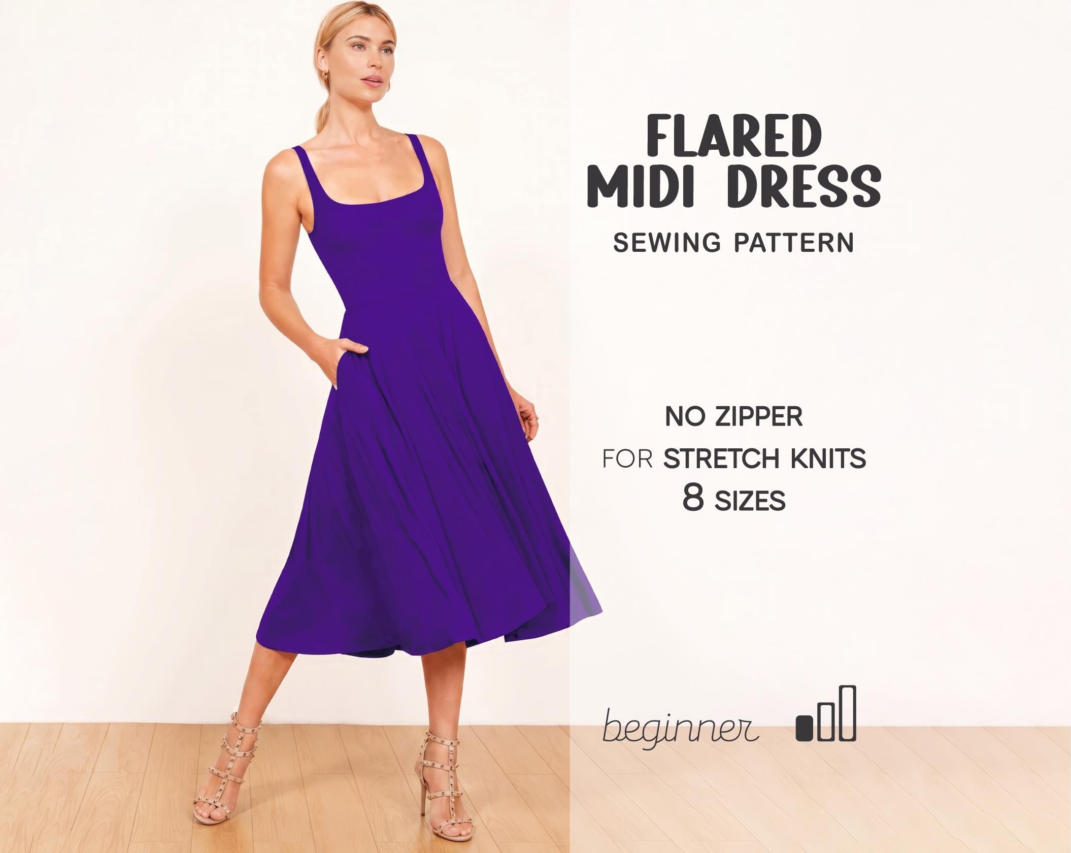 Flared Dress Pattern, Midi Dress Beginner Pattern, Plus Size Sewing Patterns,  Digital Patterns, Summer Dress, XS - 4XL, Beginner Patterns - Etsy
