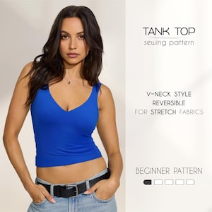 Tank Top Sewing Pattern, Crop Top Pattern, Yoga Top Pattern, Fitted Top Pattern, Athletic Top Pattern, Plus Size Sewing Patterns For Women