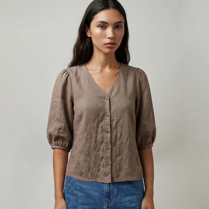 Linen top pattern, Sewing patterns for women, linen shirt sewing pattern for women, linen blouse pattern, summer blouse sewing pattern, cotton top pattern, linen tunic pattern, simple top pattern, tunic sewing pattern, bell sleeve top pattern, women's top sewing pattern, loose fit top pattern for women, casual top pattern, top pattern for woven fabrics, basic top sewing pattern for women, cotton top sewing pattern for women, puff sleeve top pattern, plus size blouse pattern