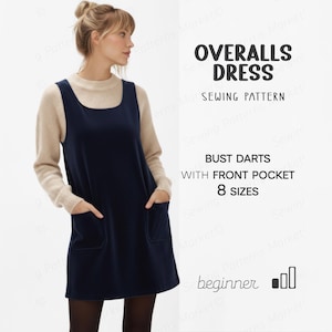 Modello di abito scamiciato, modello di abito tuta, modello di abito maglione, modello di abito largo, modello di abito corto in PDF