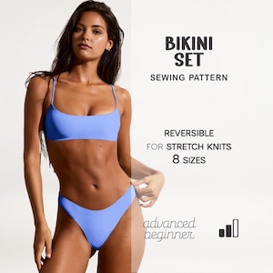 Bikini Schnittmuster, einfacher Badeanzug Schnittmuster, Bikini Set PDF Schnittmuster, Wende-Badeanzug, Plus Size Schnittmuster für Anfänger