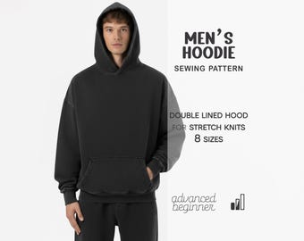 Hoodie Pattern For Men, Oversized Men's Sweatshirt Sewing Pattern, Comfy Sweatshirt Pattern, Men's Crewneck PDF Download