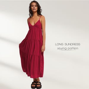 Long Sundress Pattern, Midi Dress Sewing Pattern XS - 4XL, Flared Summer Dress, Plus Size Dress Pattern, PDF Patterns, Instant Download