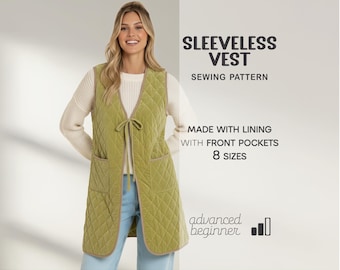 Quilted Coat Pattern For Women XS - 4XL (PDF Download)
