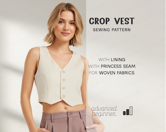 Women's Vest Sewing Pattern, Linen Vest Pattern, Crop Vest Pattern For Women